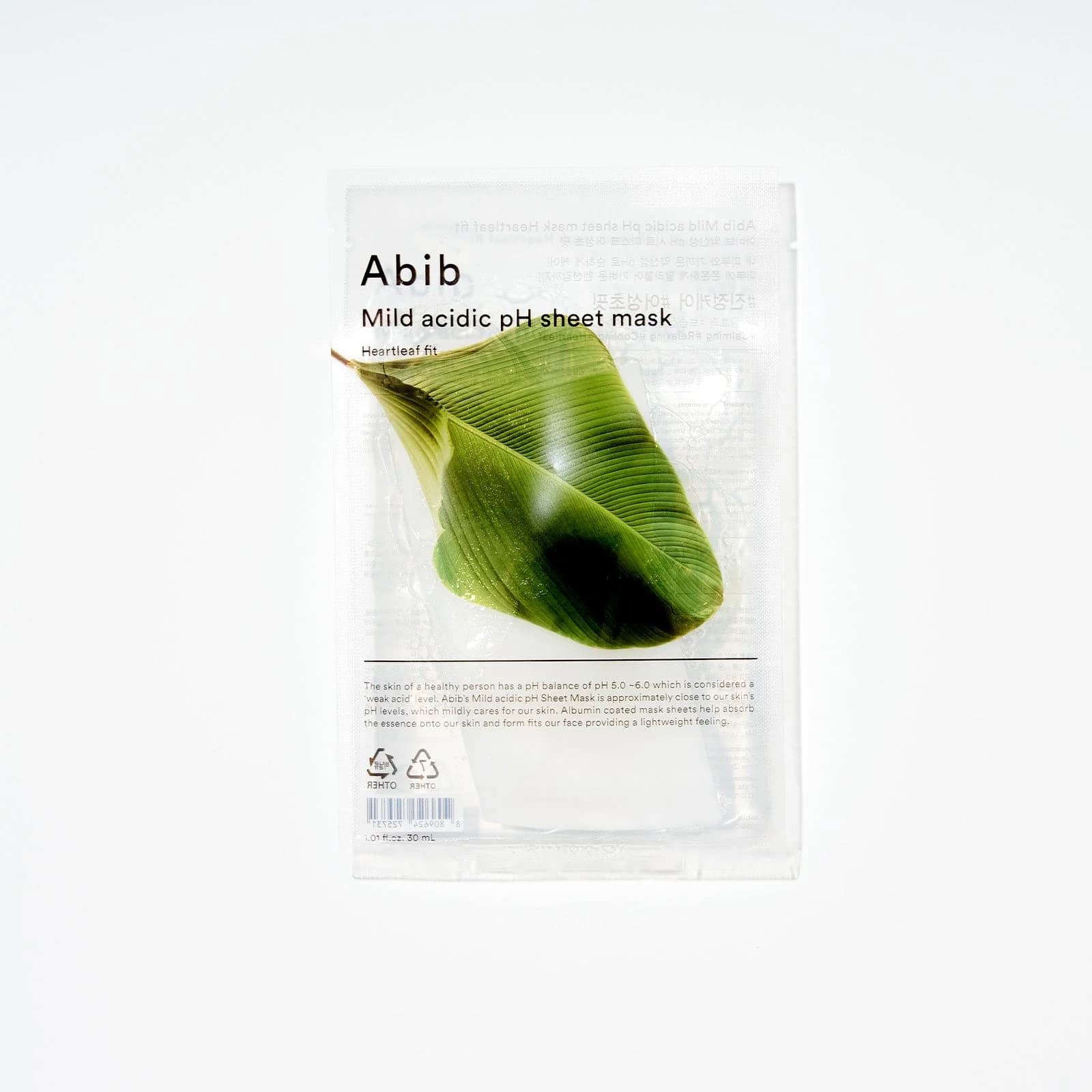 Abib Mild acidic pH sheet mask Heartleaf fit 30ml